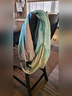 Silpada Striped and Ombre Scarf in Aqua, Gray, and Sage